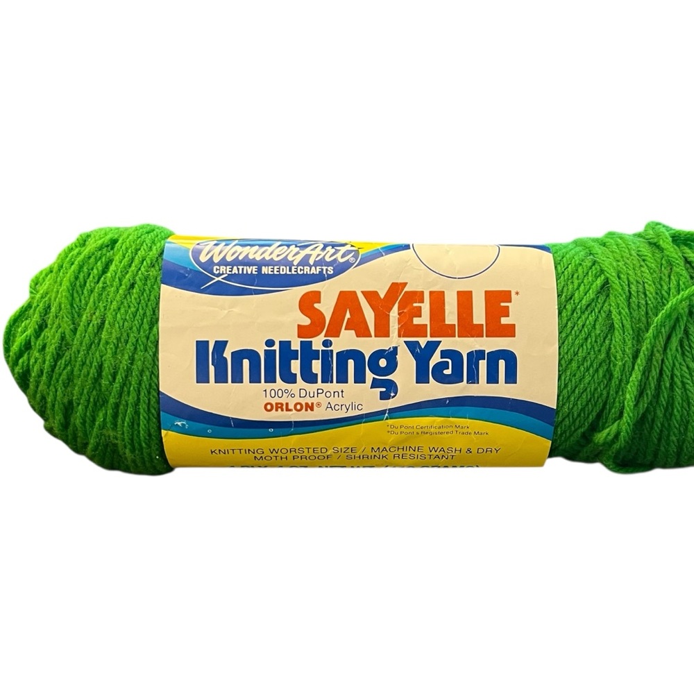 Vtg Sayelle Medium Acrylic Worsted Yarn‎ 4oz #74 Leaf Green Made In USA